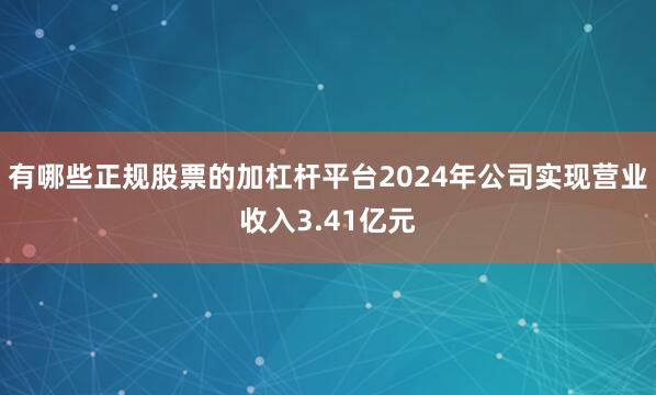 有哪些正规股票的加杠杆平台2024年公司实现营业收入3.41亿元